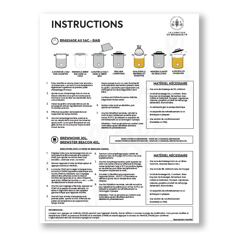 Recette tout-grain 20L - Bière Triple - Le Comptoir du Brasseur